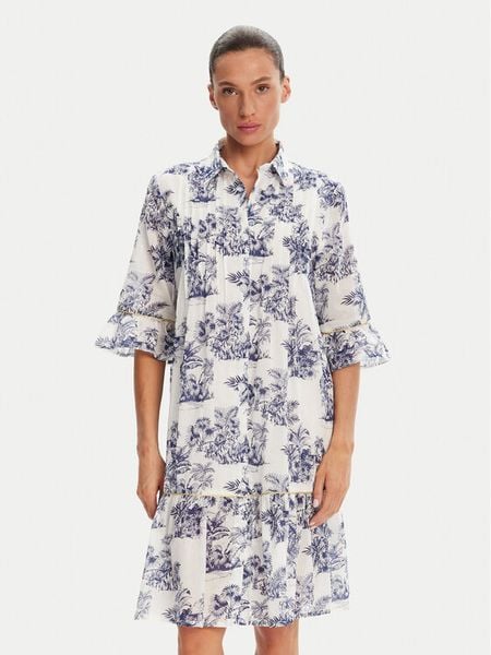 Iconique Sukienka koszulowa IC25-076 Biały Relaxed Fit. Białe sukienki damskie Iconique, l, bez wzorów, z bawełny, bez kołnierzyka, bez ramiączek, koszulowe. Za 259.99 zł.