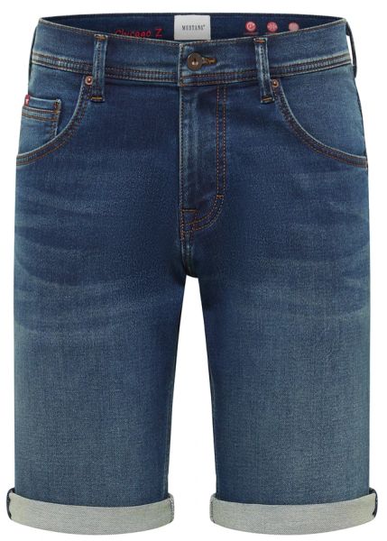 Bermudy ze stretchem slim fit Mustang Chicago. Niebieskie jeansy męskie bonprix, klasyczne. Za 169.99 zł.