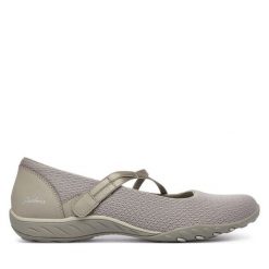 Baleriny Skechers. Brązowe baleriny damskie Skechers, bez wzorów, bez obcasa. Za 299.99 zł.