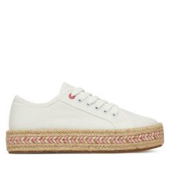Espadryle DeeZee. Białe espadryle damskie DeeZee, bez wzorów, bez obcasa, bez zapięcia. Za 99.99 zł.