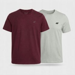 KOSZULKA MĘSKA LIMITOWANA 4F T-SHIRT KOMPLET ZESTAW 2 SZTUK L M3948 SS26. Koszulki sportowe męskie 4f, l, bez wzorów, z bawełny, sportowe, bez kołnierzyka. Za 109.80 zł.