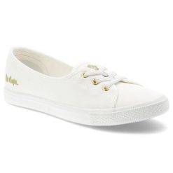 Trampki damskie Lee Cooper, cholewka z materiału tekstylnego elastyczne sznurówki na płaskiej podeszwie, białe, LCW-26-02-4043L SVL-395. Białe półbuty damskie Lee Cooper, bez wzorów, bez zapięcia. Za 119.00 zł.