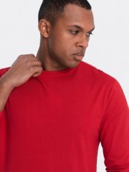 Ombre Longsleeve męski BASIC z okrągłym dekoltem - czerwony V5 OM-LSBL-0106 XL. Czerwone bluzki z długim rękawem męskie Ombre, m, bez wzorów, bez kołnierzyka. Za 79.99 zł.