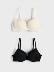 Biustonosz push up 2 pack - czarny. Czarne biustonosze Reserved, bez wzorów, z dzianiny. Za 99.99 zł.