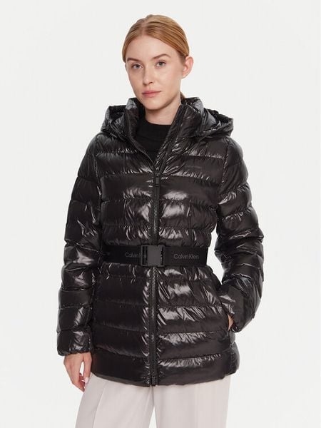 Calvin Klein Kurtka zimowa LV044D542G Czarny Regular Fit. Czarne kurtki damskie Calvin Klein, na zimę, l, bez wzorów, z syntetyku, bez kaptura. Za 1,099.00 zł.