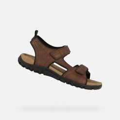 Sandały Geox Strada. Brązowe sandały męskie Geox, ze skóry, bez zapięcia. Za 339.85 zł.