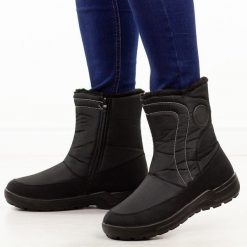 Czarne zimowe botki damskie Potocki 33310. Czarne obuwie sportowe damskie POTOCKI, bez wzorów, z dzianiny, trekkingowe. Za 159.00 zł.