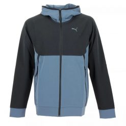 Bluza sportowa męska Puma Tech Woven. Niebieskie bluzy sportowe męskie Puma, l, bez wzorów, z materiału, z kapturem, na fitness i siłownię. Za 119.00 zł.
