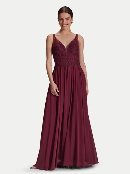 Hey Kyla Sukienka wieczorowa 5AI070HK Bordowy Regular Fit. Czerwone sukienki damskie Hey Kyla, bez wzorów, z syntetyku, wizytowe, bez kołnierzyka, bez ramiączek. Za 459.99 zł.