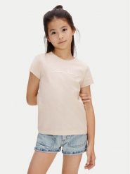 Calvin Klein Jeans T-Shirt LVCKSJA17G Różowy Regular Fit. Czerwone t-shirty i topy dla dziewczynek Calvin Klein Jeans, bez wzorów, z bawełny, bez ramiączek. Za 109.99 zł.