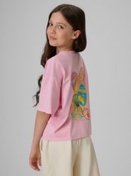 4F T-shirt boxy z nadrukiem dziewczęcy - różowy 134/140 (8-10 lat). Czerwone t-shirty i topy dla dziewczynek 4f, bez wzorów, z bawełny, bez ramiączek. Za 49.99 zł.