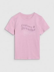 4F T-shirt regular z nadrukiem dziewczęcy - fioletowy 140 (9-10 lat). Fioletowe t-shirty i topy dla dziewczynek 4f, bez wzorów, z bawełny, bez ramiączek. W wyprzedaży za 19.99 zł.
