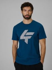 4F T-shirt regular z nadrukiem męski - turkusowa XL. Niebieskie t-shirty męskie 4f, m, bez wzorów, z materiału, klasyczne, bez kołnierzyka. Za 69.99 zł.