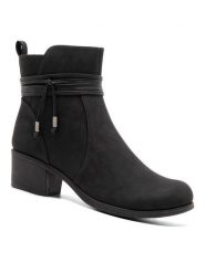 Clara Barson Botki ADALYN WFA2518-3 Czarny. Czarne botki damskie Clara Barson, ze skóry, bez obcasa, na słupku, bez zapięcia. Za 139.99 zł.