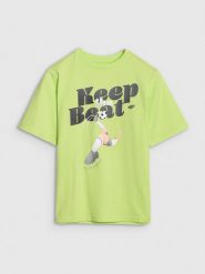 4F T-shirt oversize z nadrukiem chłopięcy - zielony 152 (11-12 lat). Żółte t-shirty dla chłopców 4f, bez wzorów, z bawełny, bez ramiączek. W wyprzedaży za 29.99 zł.