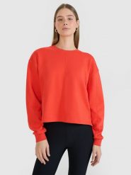 4F Bluza dresowa oversize nierozpinana bez kaptura damska - czerwona M. Czerwone bluzy damskie 4f, m, bez wzorów, z bawełny, bez kaptura. W wyprzedaży za 79.99 zł.