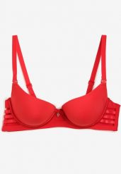 Czerwony Biustonosz Push Up z Regulowanymi Ramiączkami Dimarinsa. Czerwone biustonosze Renee, bez wzorów. Za 34.99 zł.