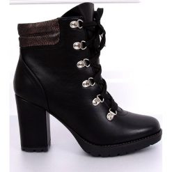 Timberki na obcasie czarne 8992-PU Black. Czarne botki damskie ButyModne, ze skóry ekologicznej, bez obcasa, na obcasie, bez zapięcia. W wyprzedaży za 126.68 zł.
