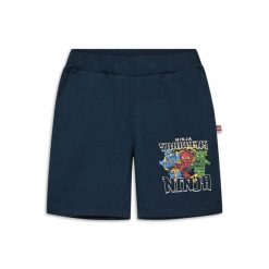 Spodenki Chłopięce LEGO Ninjago Pino300 Granatowe. Niebieskie szorty dla chłopców LEGO, na lato, bez wzorów, z dresówki. Za 99.99 zł.