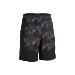Spodenki fitness kardio męskie FST 500 czarno-szare AOP. Szare krótkie spodenki sportowe męskie DOMYOS, l, bez wzorów, z elastanu, na fitness i siłownię, climacool (adidas). Za 59.99 zł.