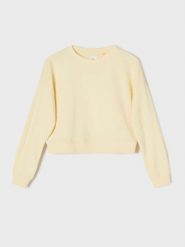 Krótka bluza crewneck - żółty. Żółte bluzy damskie Sinsay, l, bez wzorów, bez kaptura. W wyprzedaży za 17.99 zł.