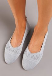 Szare Wsuwane Balerinki z Płaską Podeszwą Neliara. Szare baleriny damskie Born2be, bez wzorów, z jeansu, eleganckie, bez obcasa, na płaskiej podeszwie. Za 44.99 zł.