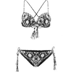 Bikini "push up" (2 części) bonprix czarno-biały z nadrukiem. Bikini damskie marki bonprix. Za 44.99 zł.