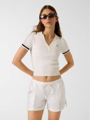 Guess Jeans Sweter W6GRZ1 Z3P32 Écru Slim Fit. Swetry damskie Guess Jeans, xl, z aplikacjami, z jeansu, bez kołnierzyka, bez ramiączek, bez kaptura. Za 349.99 zł.