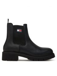 Tommy Jeans Sztyblety Tjw Chelsea Leather Boot EN0EN02825 Czarny. Czarne botki damskie Tommy Jeans, z jeansu, bez obcasa, na płaskiej podeszwie, bez zapięcia. Za 489.99 zł.