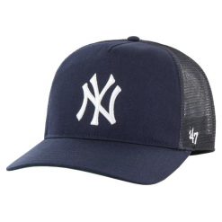 Czapka z daszkiem męska 47 MLB New York Yankees Mesh Hitch Cap. Niebieskie czapki i kapelusze męskie 47 Brand, bez wzorów, z bawełny, sportowe. Za 109.99 zł.