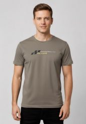 Bawełniana koszulka T-SUBI. Brązowe t-shirty męskie Volcano, l, bez wzorów, z bawełny, klasyczne, bez kołnierzyka. Za 59.99 zł.