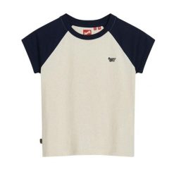 Damska koszulka z raglanowym rękawem z bawełny organicznej Superdry Essential. Niebieskie t-shirty damskie Superdry., bez wzorów, z bawełny, klasyczne, bez kołnierzyka. Za 105.55 zł.