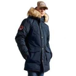 Parka Superdry Everest. Niebieskie parki męskie Superdry., na zimę, m, bez wzorów, bez kaptura. Za 730.55 zł.