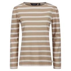 Damska koszulka z długim rękawem Regatta Federica Striped. Brązowe t-shirty damskie Regatta, bez wzorów, eleganckie, bez kołnierzyka. Za 145.50 zł.