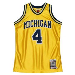 Jersey Michigan Wolverines NCAA 1991 Chris Webber. Żółte koszulki sportowe męskie Mitchell & Ness, bez wzorów, z jersey, bez kołnierzyka, bez ramiączek, do koszykówki. Za 1,147.00 zł.