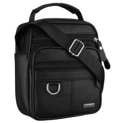 Czarna listonoszka męska na ramię wykonana ze skóry naturalnej, jednokomorowa Rovicky R-ST7-03. Czarne torby na ramię męskie ROVICKY, bez wzorów, ze skóry, na ramię. Za 69.99 zł.