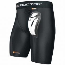 Spodenki kompresyjne Core Shock Doctor czarne wygodne. Czarne krótkie spodenki sportowe męskie SHOCK DOCTOR, xl, bez wzorów, z materiału. Za 255.00 zł.
