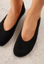 Czarne Casualowe Balerinki z Imitacji Zamszu Zambra. Czarne baleriny damskie Born2be, na lato, bez wzorów, z jeansu, biznesowe, bez obcasa. Za 74.99 zł.