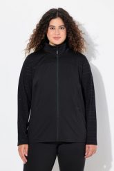 Damskie Bluza dresowa powerstretch stójka odblaski. Czarne bluzy damskie Ulla Popken, plus size, bez wzorów, z dresówki, bez kaptura. Za 279.99 zł.