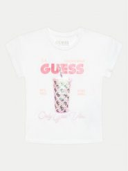 Guess T-Shirt K4GI24 K6YW4 Biały Regular Fit. Białe t-shirty i topy dla dziewczynek Guess, z aplikacjami, z bawełny, bez ramiączek. Za 169.99 zł.