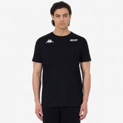 Koszulka Kappa Allery Peugeot Sport. Czarne koszulki sportowe męskie Kappa, l, bez wzorów, z bawełny, bez kołnierzyka, bez ramiączek. Za 237.00 zł.