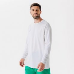 Second Life - Koszulka do piłki nożnej z długim rękawem... - Stan Doskonały. Białe bluzki z długim rękawem męskie KIPSTA, m, bez wzorów, z materiału, bez kołnierzyka. Za 50.99 zł.