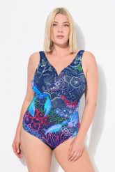 Damski Kostium kąpielowy homary dekolt w serce miękkie miseczki. Niebieskie kostiumy jednoczęściowe damskie Ulla Popken, plus size, bez wzorów, z elastanu, plus size, do pływania. Za 239.99 zł.