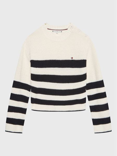 Tommy Hilfiger Sweter Nautical KG0KG07078 D Écru Regular Fit. Swetry dla dziewczynek Tommy Hilfiger, bez wzorów, z bawełny, bez kołnierzyka, bez ramiączek, bez kaptura. Za 399.99 zł.