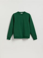 Bluza regular z bawełną - zielony. Zielone bluzy męskie Reserved, l, bez wzorów, z bawełny, bez kaptura. Za 99.99 zł.