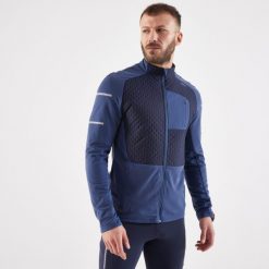 Bluza do biegania męska Kiprun Run 900 Warm ocieplana. Niebieskie bluzy męskie KIPRUN, na zimę, m, bez wzorów, z meshu, bez kaptura. Za 179.99 zł.