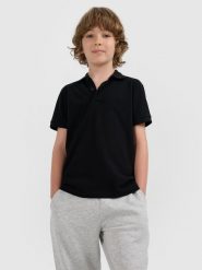 4F Koszulka polo regular chłopięca - czarna 164 (13-14 lat). Czarne t-shirty dla chłopców 4f, bez wzorów, ze splotem, bez ramiączek. Za 49.99 zł.