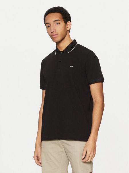 Calvin Klein Polo K10K114141 Czarny Regular Fit. Czarne koszulki polo męskie Calvin Klein, m, bez wzorów, z bawełny, bez ramiączek. Za 199.99 zł.