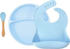 MINIKOIOI MINIKOIOI BLW set II, Mineral Blue, 101070021. Niebieskie śliniaki dla dzieci MINIKOIOI, bez wzorów. Za 94.18 zł.