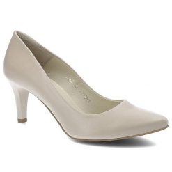 Czółenka damskie Clasicco, cholewka ze skóry naturalnej wnętrze wykończone skórą wkładka skórzana obcas smukły nosek wąski, beżowe, 1062-935. Brązowe czółenka damskie Clasicco, bez wzorów, ze skóry, biznesowe, bez obcasa, na obcasie, bez zapięcia. Za 314.99 zł.